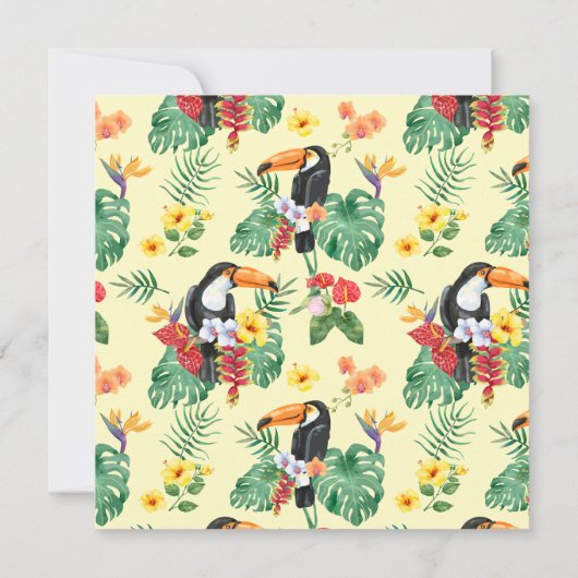 Tropische Waterverf Toucan & Hibiscus Verjaardag Kaart (Achterkant)