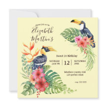 Tropische Waterverf Toucan & Hibiscus Verjaardag