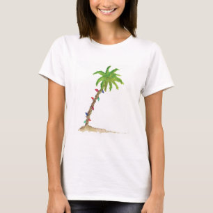 Tropische Waterverf Tropische vakantiepalm T-shirt