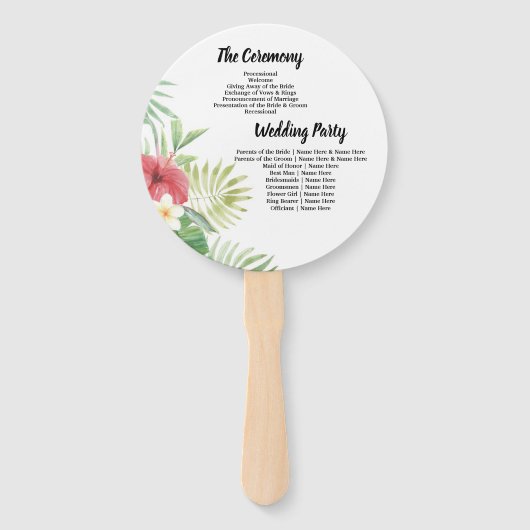 Tropische Waterverf Trouwprogramma Hand Fan Handwaaier (Achterkant)