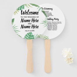 Tropische Waterverf Trouwprogramma Hand Fan Handwaaier