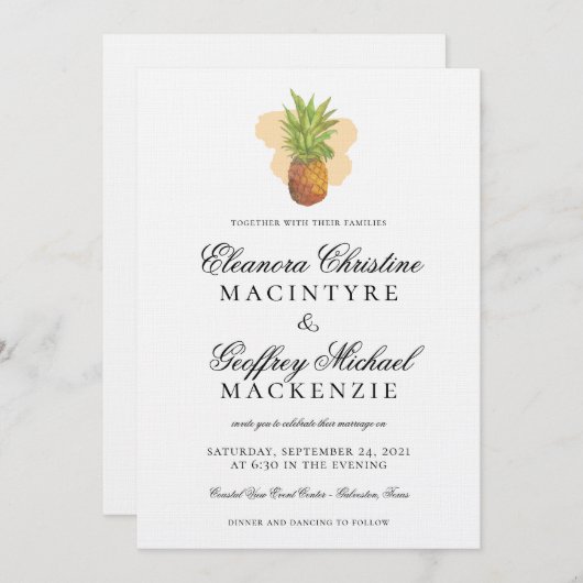 Tropische Waterverf van ananas Kaart (Voorkant / Achterkant)