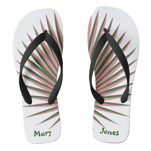 Tropische Waterverf van Cute Pink Palms Personalis Teenslippers (Voetbed)