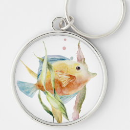 TROPISCHE WATERVERF VAN DE WITTE KLEURSTOF, SLEUTELHANGER