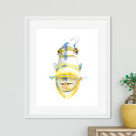 Tropische Waterverf van het strand Poster<br><div class="desc">Ideaal voor slaapkamers, badkamers en woonwijken in je tropische strandhuis. Deze kleurrijke viskunst kenmerkt een replica van mijn oorspronkelijke hand geschilderde waterverf koningin triggervis. Het komt overeen met mijn collectie van het kustdecor en is perfect voor uw strandhuisje. Ga naar www.zazzle.com/dotellabelle voor meer waterverf in de oceaan door Victoria Grigaliunas...</div>