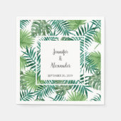 Tropische waterverf verlaat bruidegom bruiloft servet (Voorkant)