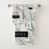 Tropische Waterverf verlaat- en blokpatroon Bad Handdoek (Insitu)