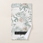 Tropische Waterverf verlaat- en blokpatroon Bad Handdoek (Handdoek)