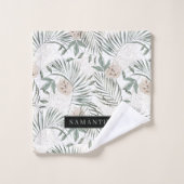 Tropische Waterverf verlaat- en blokpatroon Bad Handdoek (Wasdoekje)