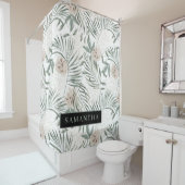 Tropische Waterverf verlaat- en blokpatroon Douchegordijn (In situ)