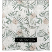 Tropische Waterverf verlaat- en blokpatroon Douchegordijn (Voorkant)