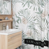 Tropische Waterverf verlaat- en blokpatroon Douchegordijn