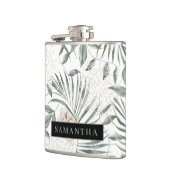 Tropische Waterverf verlaat- en blokpatroon Heupfles (Links)