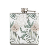 Tropische Waterverf verlaat- en blokpatroon Heupfles (Achterkant)