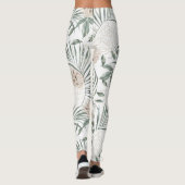 Tropische Waterverf verlaat- en blokpatroon Leggings (Achterkant)