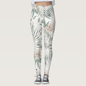 Tropische Waterverf verlaat- en blokpatroon Leggings (Voorkant)