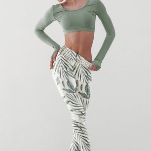 Tropische Waterverf verlaat- en blokpatroon Leggings