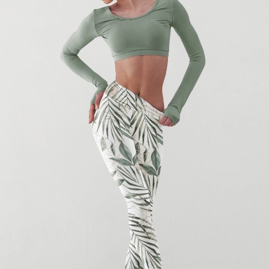 Tropische Waterverf verlaat- en blokpatroon Leggings