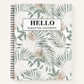 Tropische Waterverf verlaat- en blokpatroon Notitieboek (Voorkant)