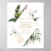 Tropische Waterverf verlaat het huwelijk open bord Poster (Voorkant)