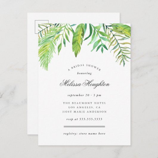 Tropische Waterverf verlaat het Vrijgezellenfeest  Uitnodiging Briefkaart (Voorkant / Achterkant)