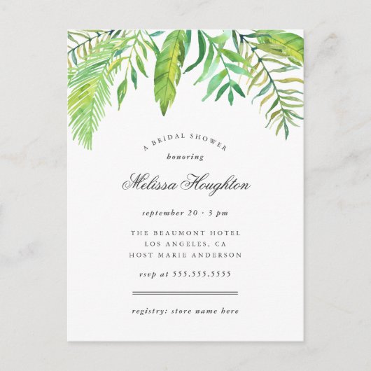 Tropische Waterverf verlaat het Vrijgezellenfeest Uitnodiging Briefkaart (Voorkant)