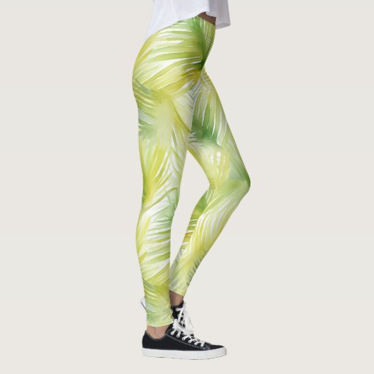 Tropische Waterverf verlaat Leggings (Rechts)