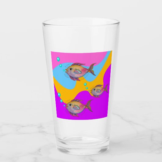 Tropische Waterverf vis Glas (Voorkant)