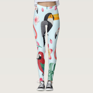 Tropische Waterverf: vogelbloem fusie. Leggings