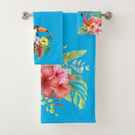 Tropische Waterverf vogels en bloemen Bad Handdoek