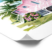 Tropische Waterverf voor roze kustbedekking Poster (Hoek)