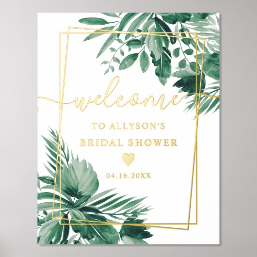 Tropische waterverf vrijgezellenfeest welkom folie afdrukken (Voorkant)