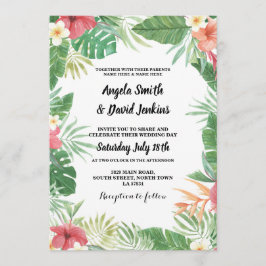 Tropische Waterverf Weddenschap Hibiscus Uitnodigi Kaart