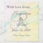 Tropische Waterverf Weddenschap Monogram Dank je Wijn Etiket (Enkel label)