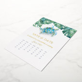 Tropische Waterverf Weddenschap sparen de Datum Fo Folie Feestdagenkaart (Gedraaid)