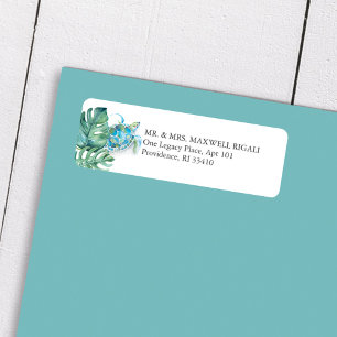 Tropische Waterverf Zee Turtle Return Address Etiket