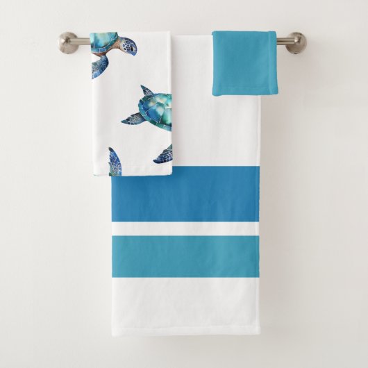 Tropische Waterverf Zee Turtles Badkamer Bad Handdoek (Insitu)