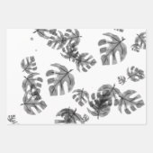 Tropische waterverf zwarte bladeren omslagpapier inpakpapier vel (Voorkant 3)