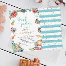Tropische Waterverf Zwembad Zomer Baby shower