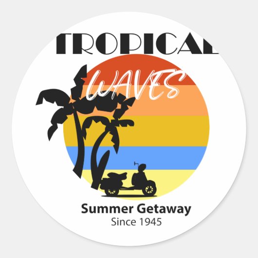 Tropische Waves Summer Beach Getaway Sticker (Voorkant)