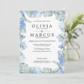 Tropische weddenschap Waterverf blauw groen Kaart (Staand voorkant)