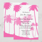 Tropische weddenschappen met hot-roze palm kaart (Voorkant / Achterkant)