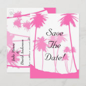 Tropische weddenschappen met warme handpalmen bewa aankondigingskaart (Voorkant / Achterkant)
