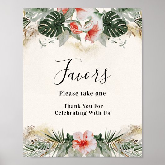 Tropische weding | Palm Monstera Favors Poster (Voorkant)