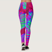 Tropische weelderige magenta bladeren Leggings (Achterkant)