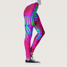 Tropische weelderige magenta bladeren Leggings
