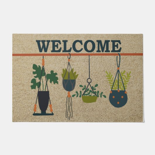 Tropische Welkom Deurmat | Plant ontwerp (Voorkant)