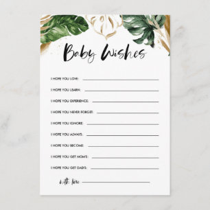 Tropische wensen voor Baby Gold Leaves Baby shower Informatiekaartje