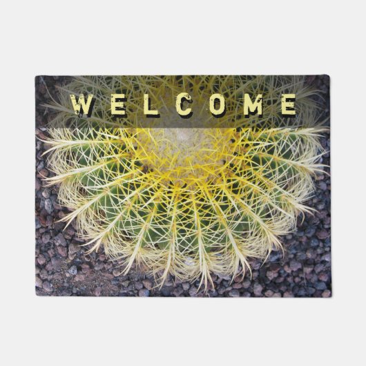 Tropische Wereldbol Cactus Naalden Foto Aangepaste Deurmat (Voorkant)