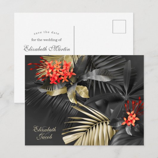 Tropische West-Indische Jasmijn Save the Date Briefkaart (Voorkant / Achterkant)